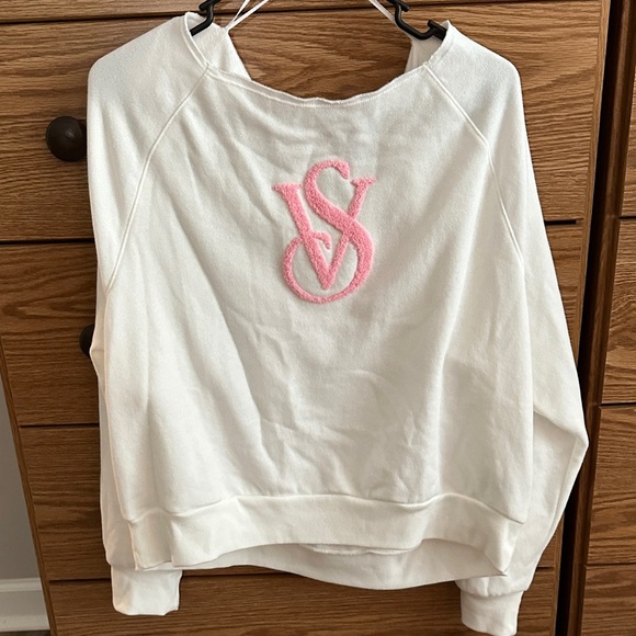 Victoria's Secret Cream Sweatshirt with Pink Logo - Picture 1 of 5